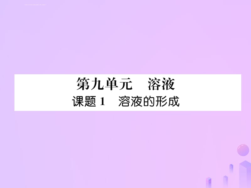 2018-2019学年九年级化学下册第9单元溶液课题1溶液的形成作业课件新版新人教版2018_第1页