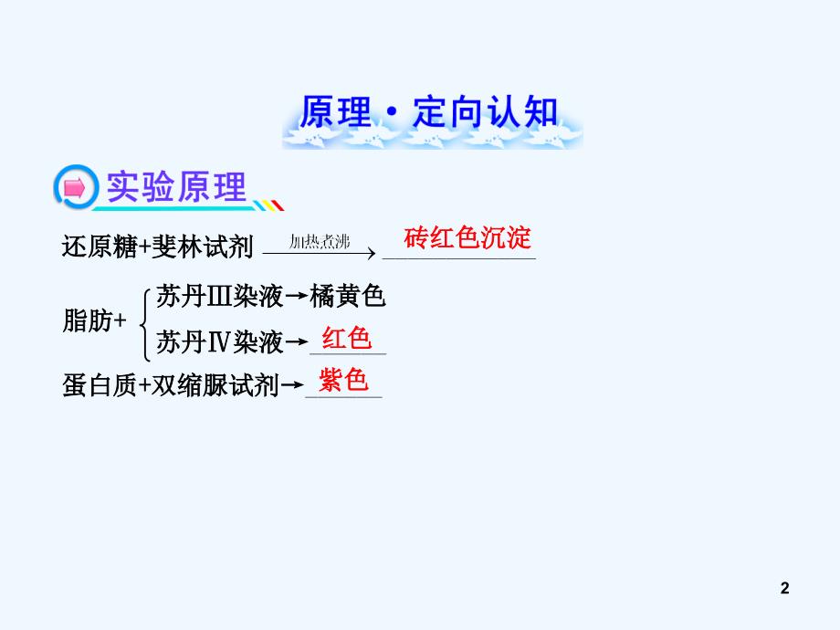 【全程复习方略】广西高考生物 1.3实验一 生物组织中还原糖、脂肪、蛋白质的鉴定配套课件 新人教版_第2页