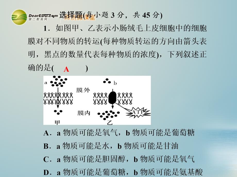 高考生物一轮复习 第4章 细胞的物质输入和输出同步测试课件 新人教版必修1_第2页