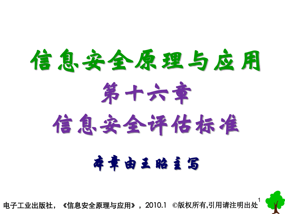 2019年信息安全原理与应用信息安全评估标准课件_第1页