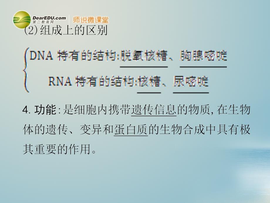 【导与练】高考生物一轮复习 第二章 第3、4节 遗传信息的携带者-核酸细胞中的糖类和脂质课件 新人教版必修2_第4页