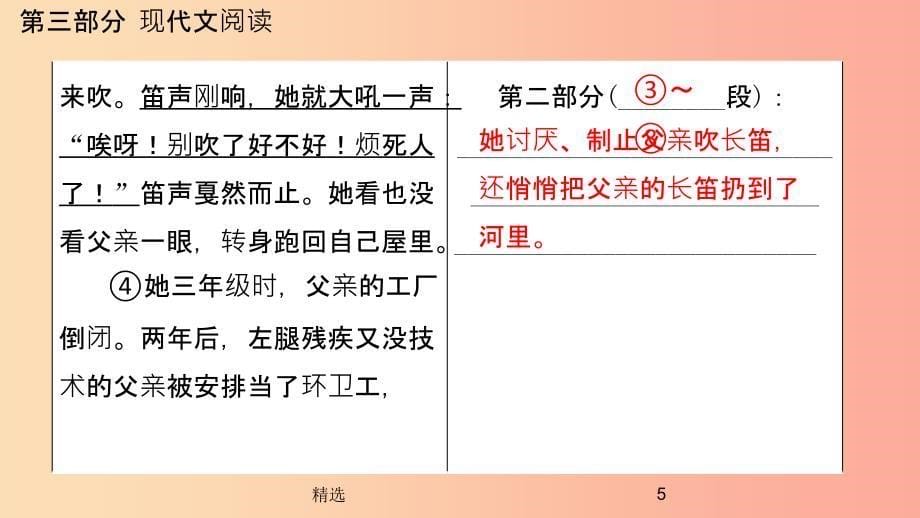 河南省201X年中考语文 第三部分 现代文阅读 专题一 记叙文阅读 第一节 内容理解分析复习课件_第5页