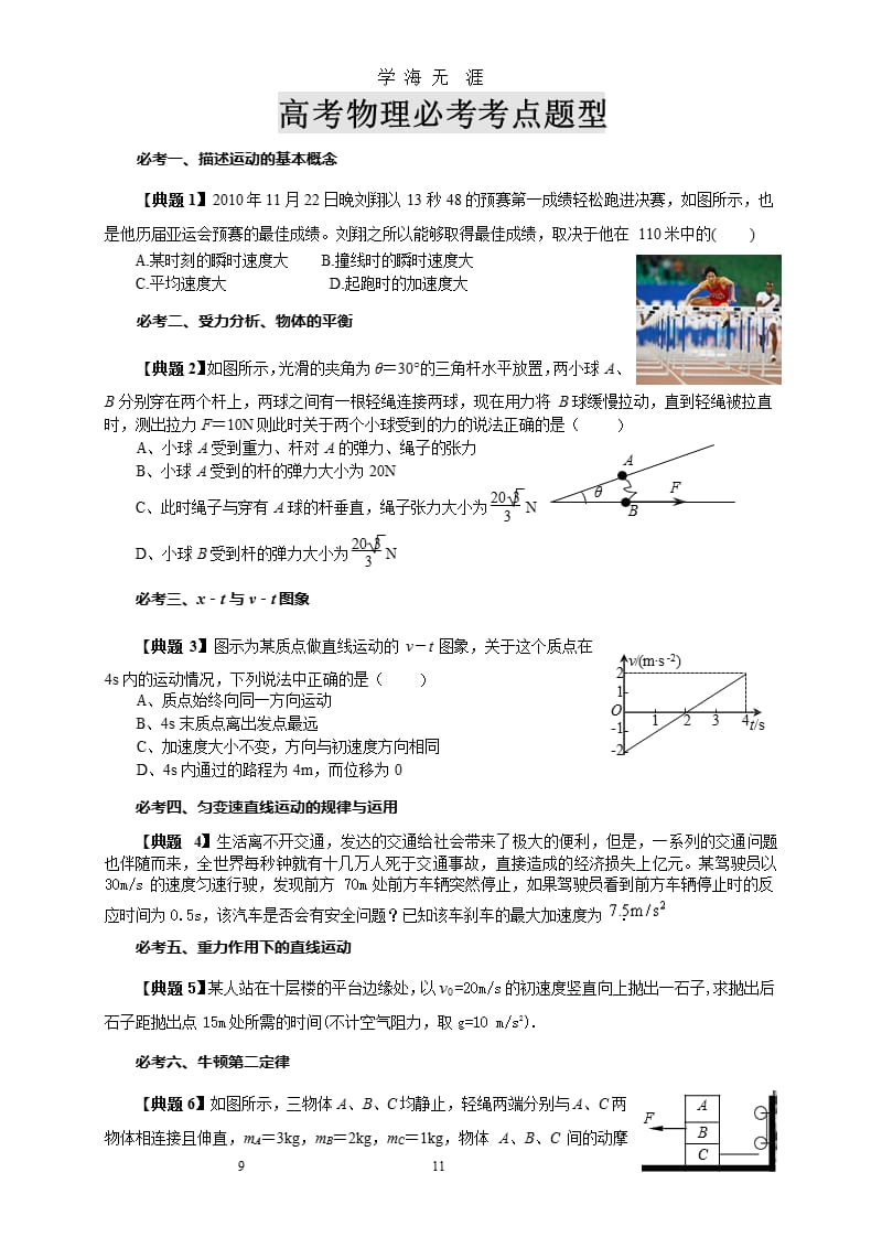 高考物理必考考点题型（9月11日）.pptx_第1页