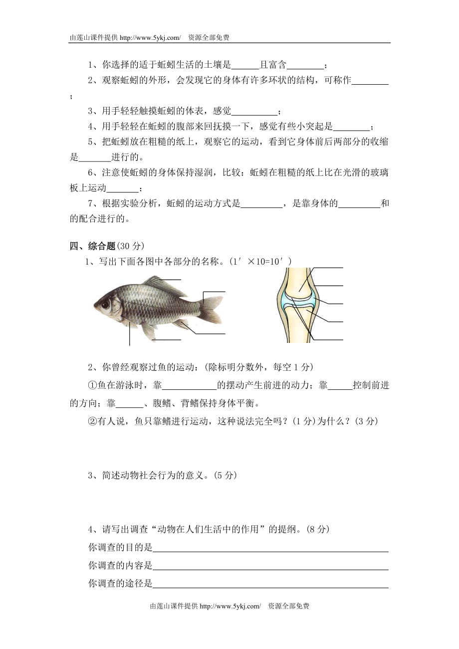 人教版七年级生物上册期中试题及答案-_第3页