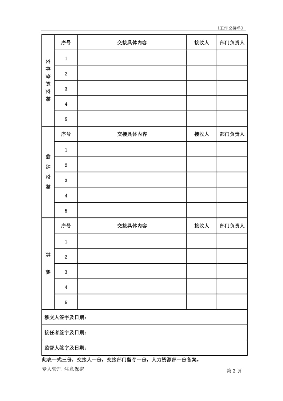 工作交接单 模板-_第2页