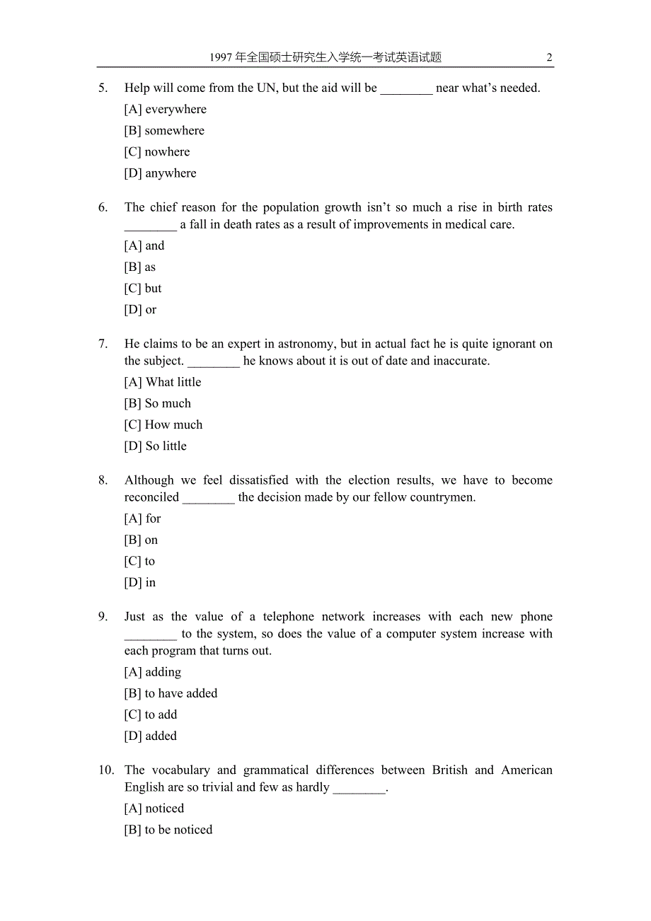 1997考研英语(一)真题及答案 ._第2页