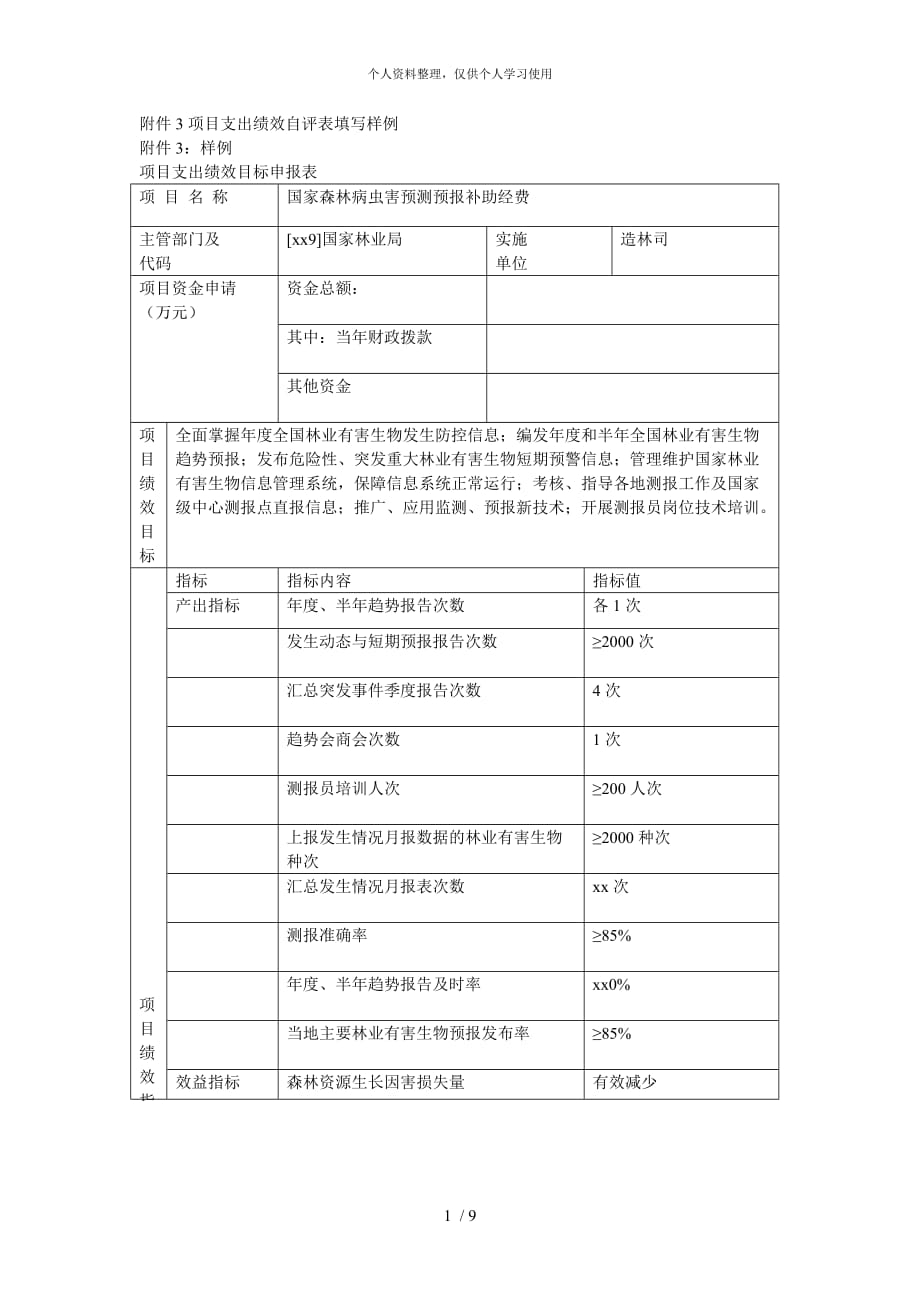 3项目支出绩效自评表填写样例-_第1页