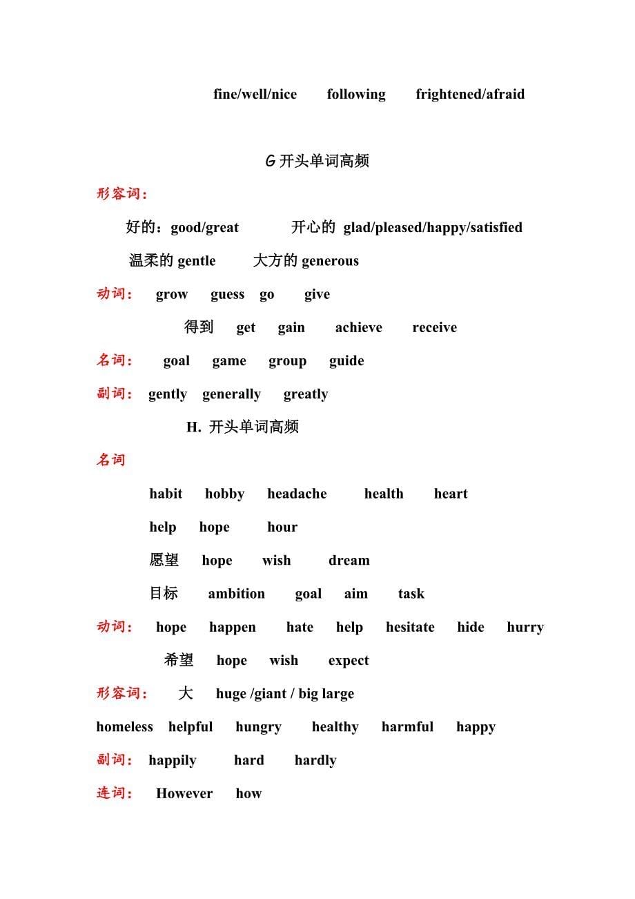 上海初三中考英语首字母高频词汇-_第5页