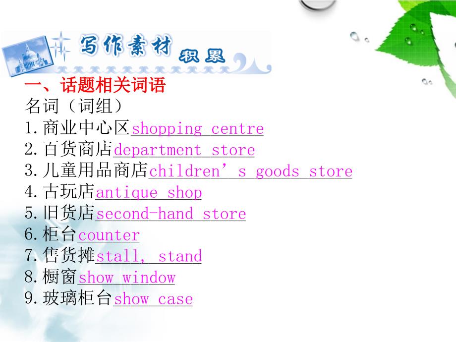 高考英语一轮总复习 Unit11 购物 (Shopping)话题作文突破课件_第2页