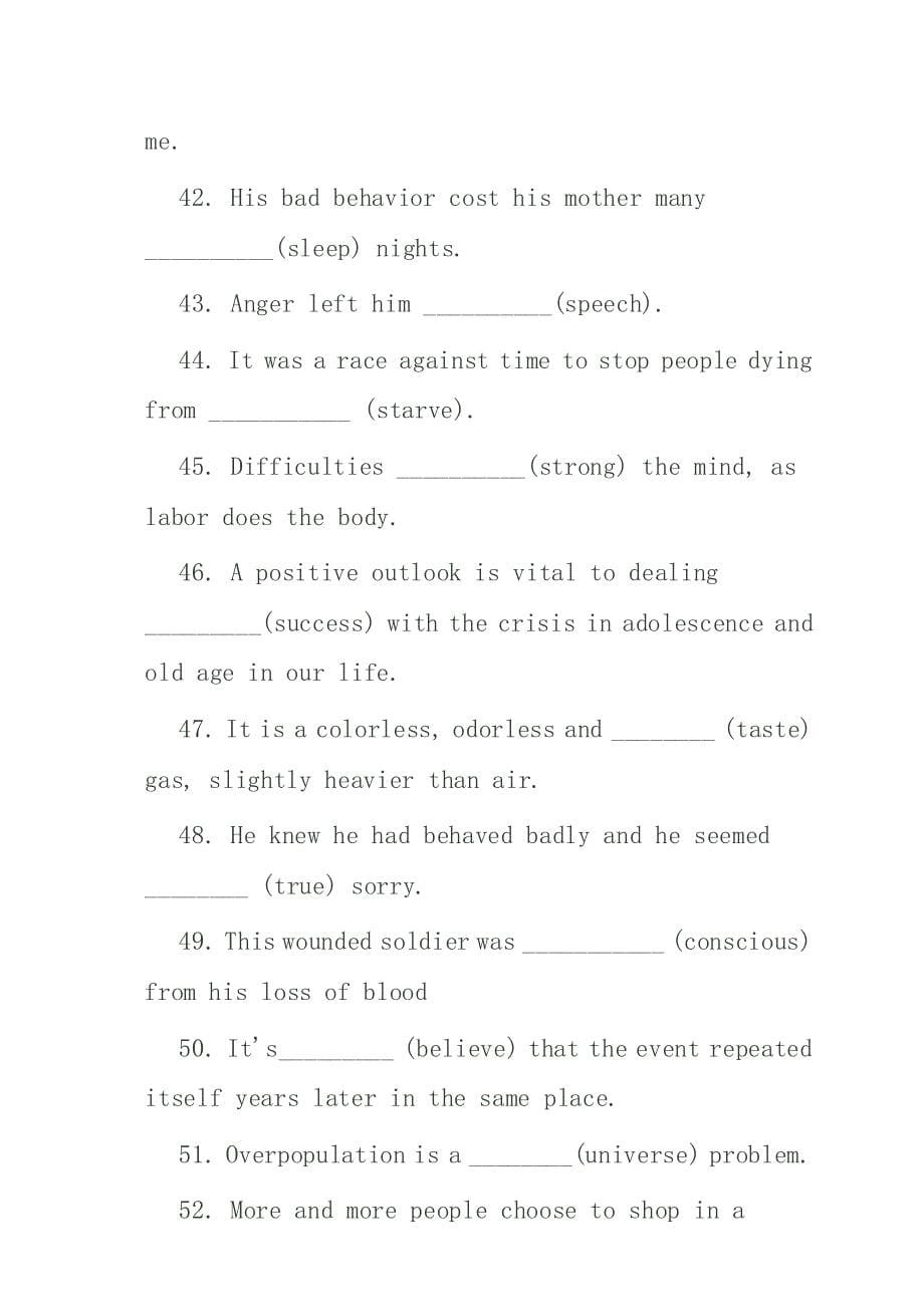 182编号高中英语构词法专题复习(含有习题和答案)_第5页