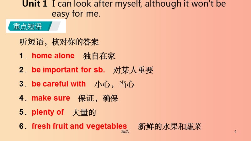 九年级英语上册Module4HomealoneUnit1Icanlookaftermyselfalthoughitwon’tbeeasye读写 外研版_第4页