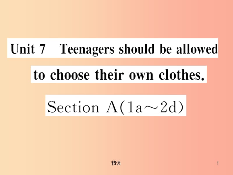 九年级英语全册Unit7TeenagersshouldbeallowedtochoosetheirownclothesSectionA（1a-2d）课时检测_第1页