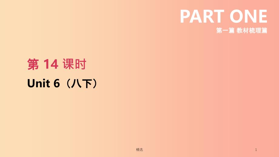 江苏省201X年中考英语一轮复习第一篇教材梳理篇第14课时Unit6八下课件牛津版_第1页