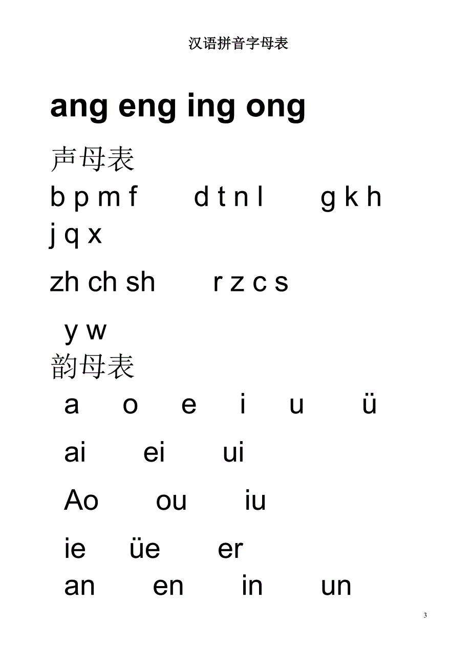 汉语拼音 字母表-完整版-可A4打印_第3页