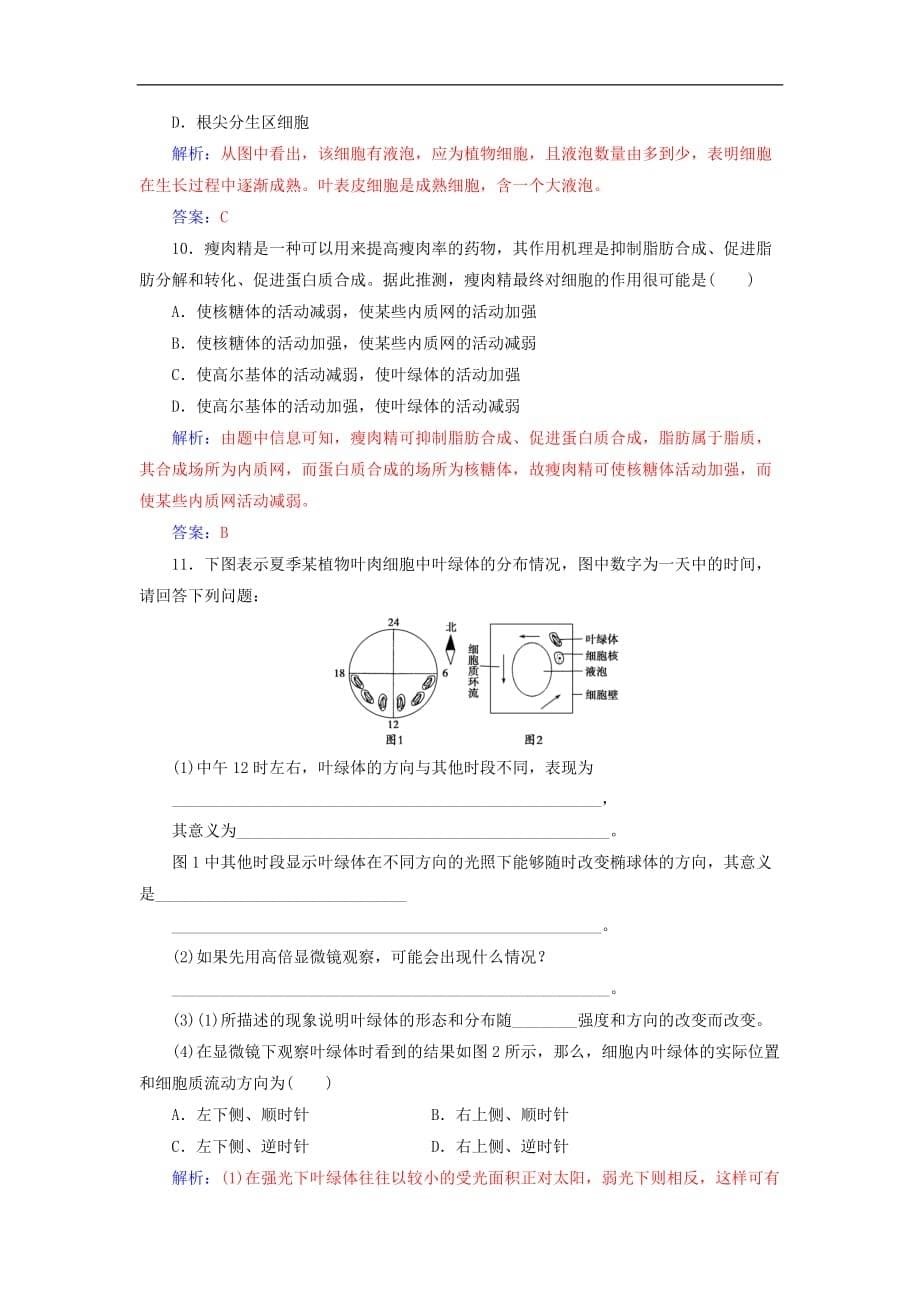 高中生物 第3章 细胞的基本结构 第2节 细胞器之间的分工（第1课时）练习 新人教版必修1_第5页