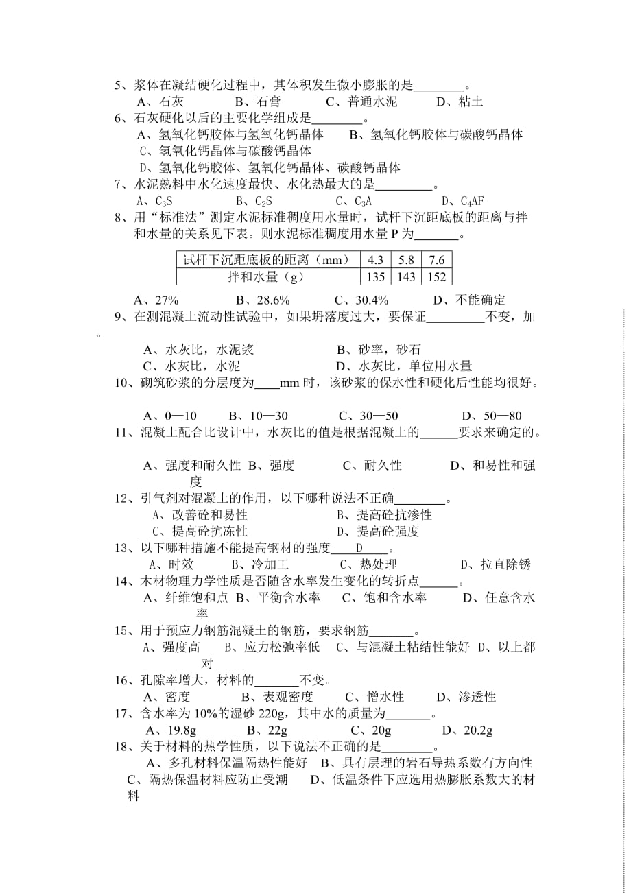 建筑材料习题99085.doc_第3页