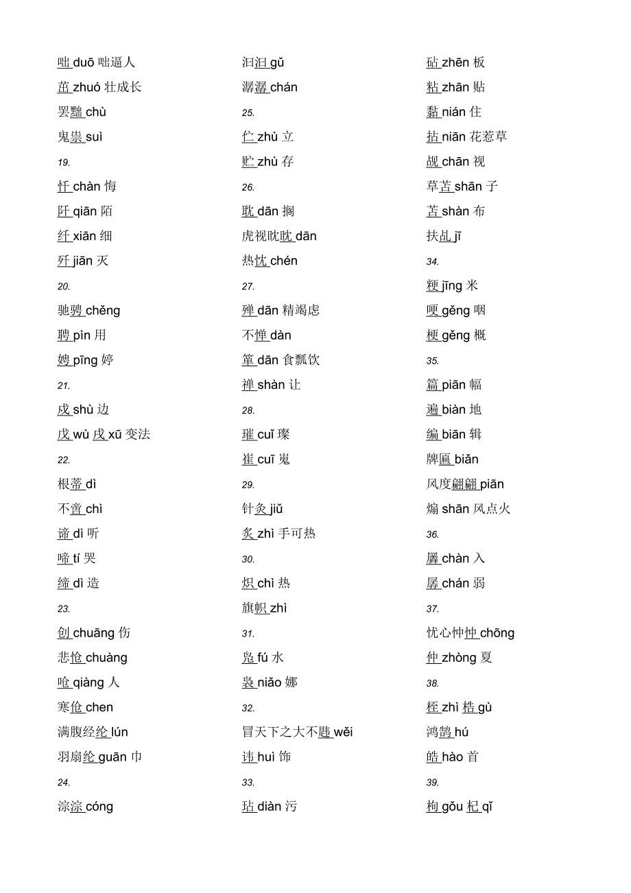 中考复习：形近字、多音字、难读字汇编._第2页