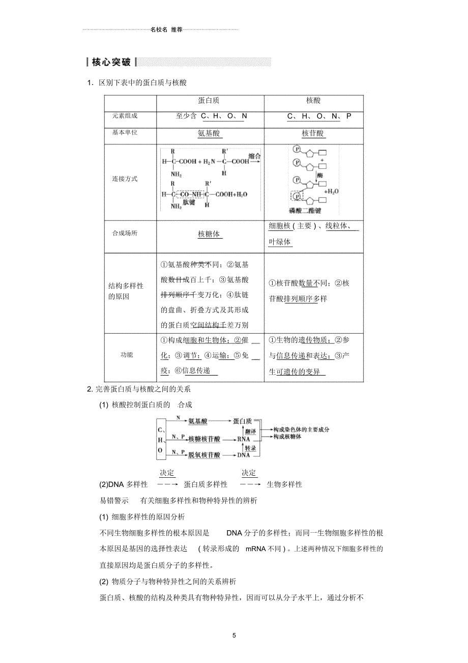 【步步高】高考生物一轮(回扣基础+核心突破+命题探究)1.4核酸、细胞中的糖类和脂质名师精编教学案新人教_第5页