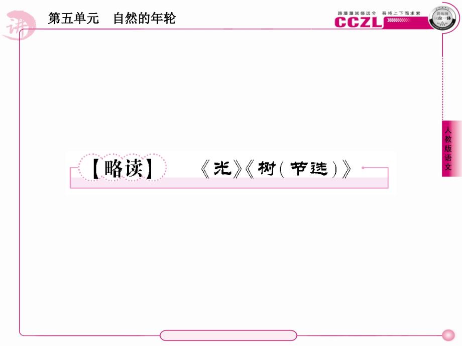 【成才之路】高中语文 散文5【略读】《光》《树（节选）》课件 新人教选修《中国现代诗歌散文欣赏》_第1页