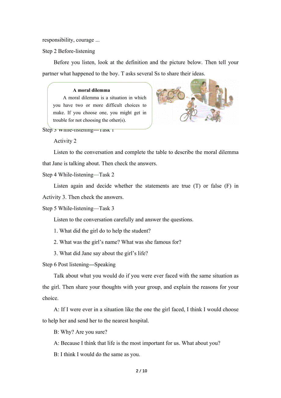 《Unit 2 Morals and Virtues Listening and Speaking》教案（附导学案）_第2页