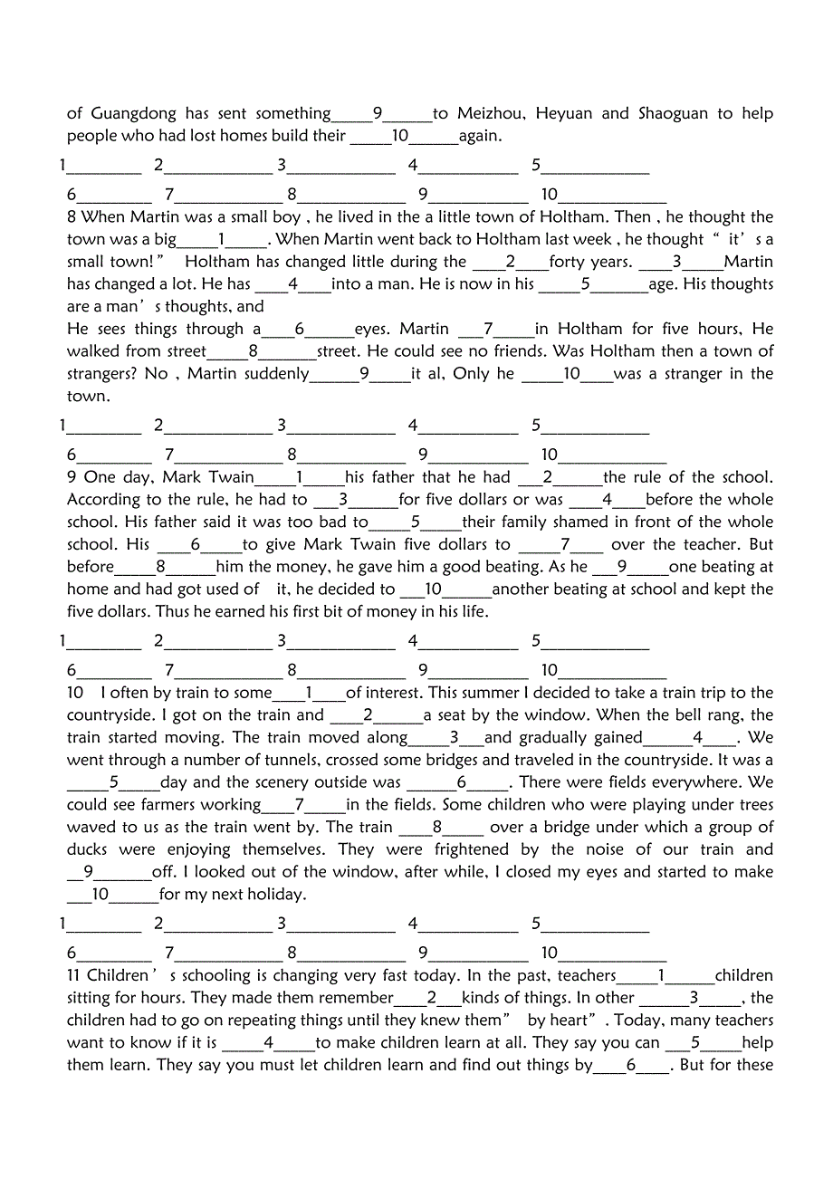 中考英语短文填空题专门练习100篇(含答案)-_第3页