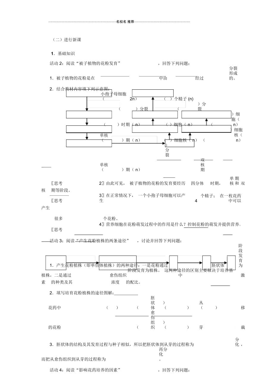 高中生物《月季的花药培养》名师精选教案2新人教版选修1_第2页