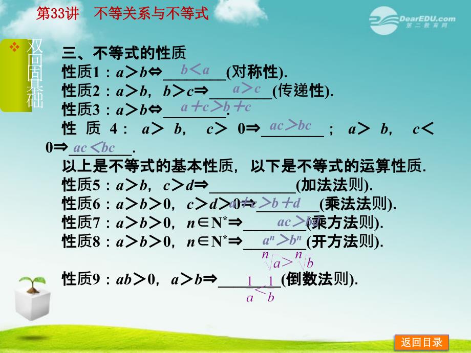 高中数学 第33讲 不等关系与不等式配套课件 理 新人教B_第4页