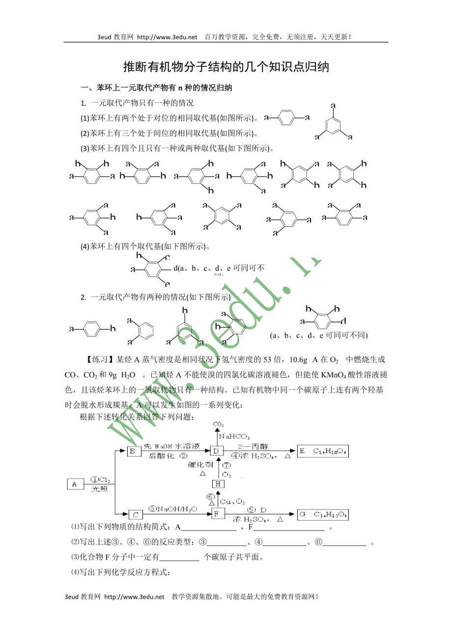 高三化学推断有机分子结构的几个知识点归纳.doc_第1页