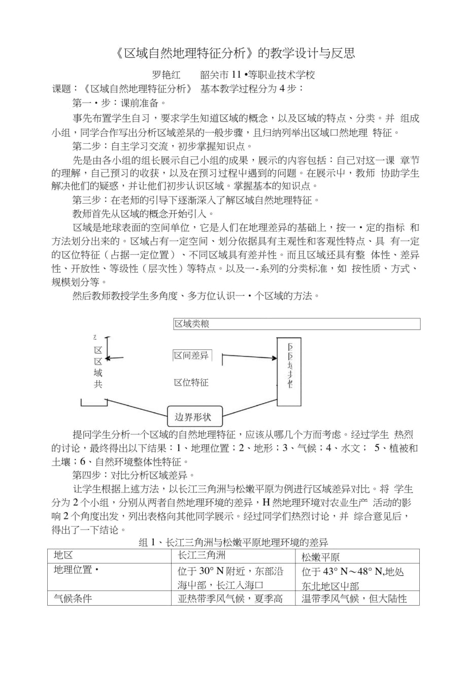 《区域自然地理特征分析》的教学设计与反思[整理]_第1页