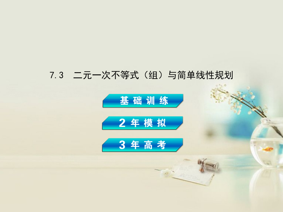 【3年高考2年模拟】高考数学一轮复习 7.3 二元一次不等式（组）与简单线性规划课件 理 新人教A_第2页