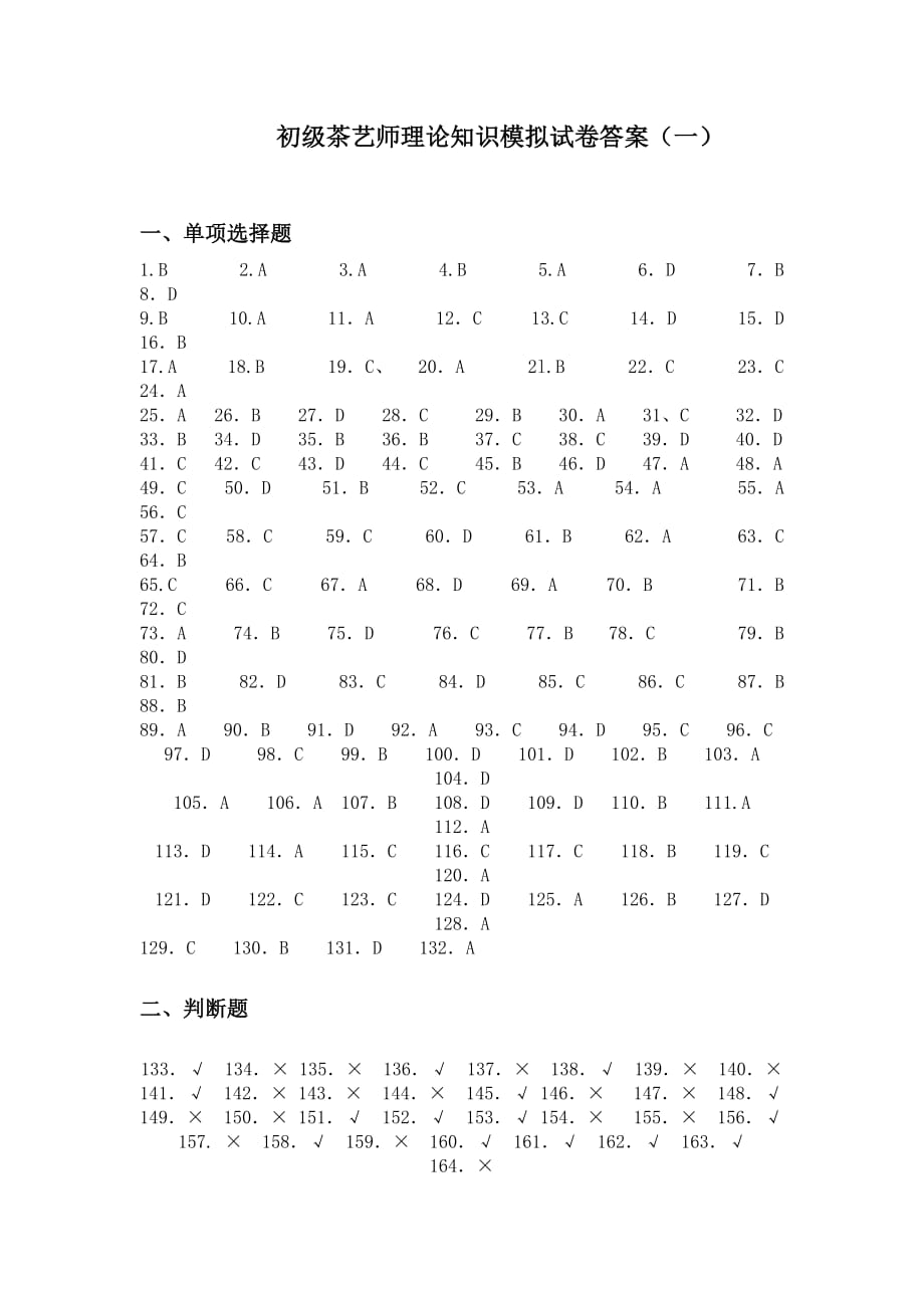 茶艺师理论知识模拟试卷答案.doc_第1页