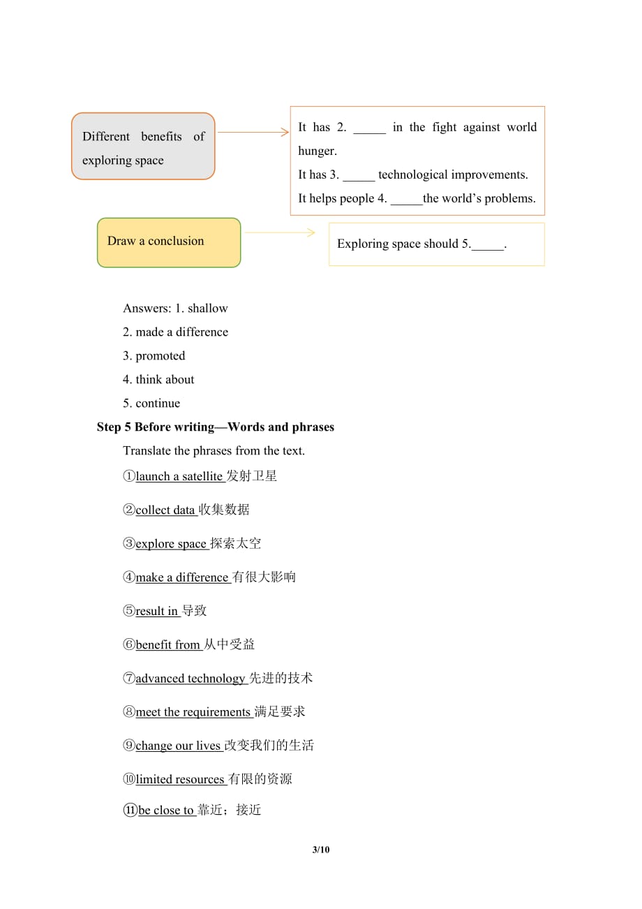 《Unit 4 Space Exploration Reading for Writing》教案（附导学案）_第3页