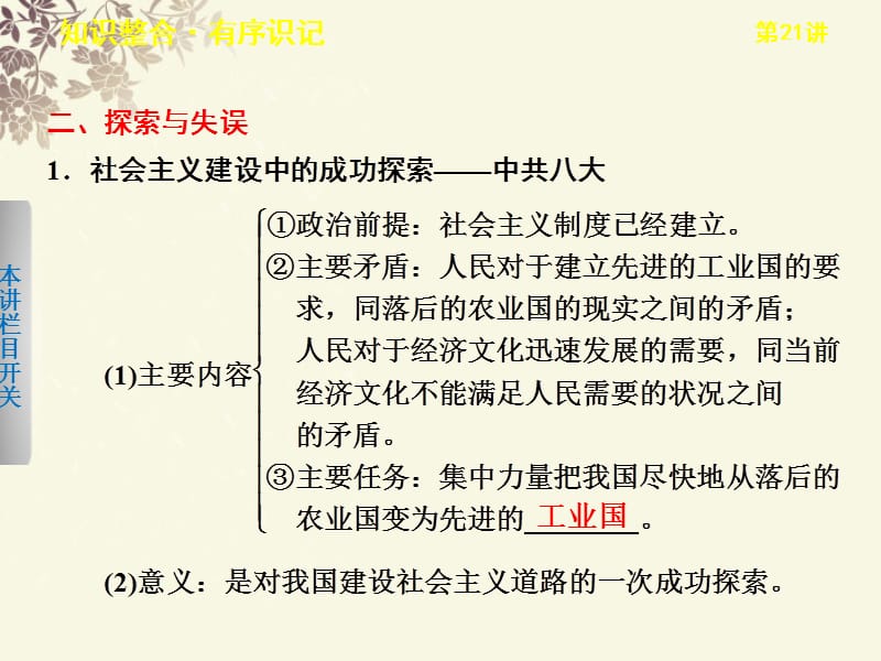 【步步高】高考历史大一轮课件 第九单元第21讲 中国特色社会主义建设的道路 新人教必修2_第5页