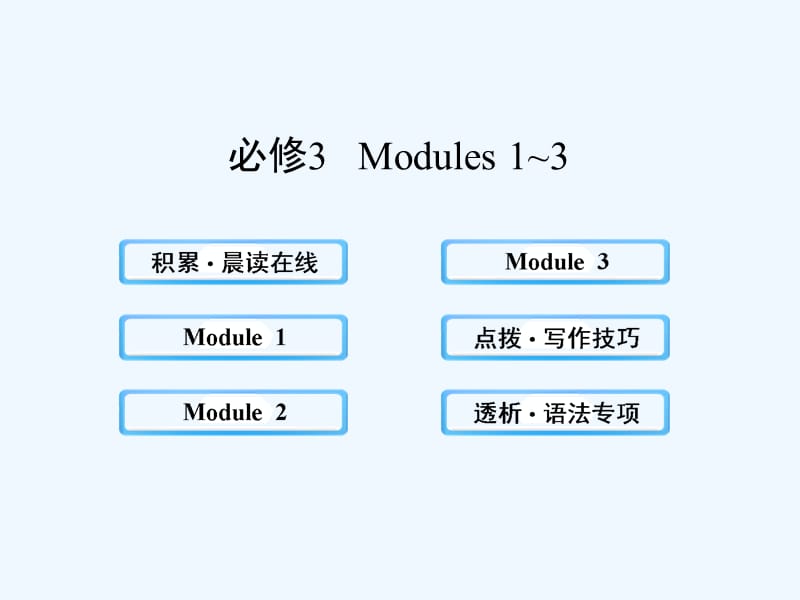 （山东 天津专用）高考英语 Modules 1~3复习方略课件 外研必修3_第1页