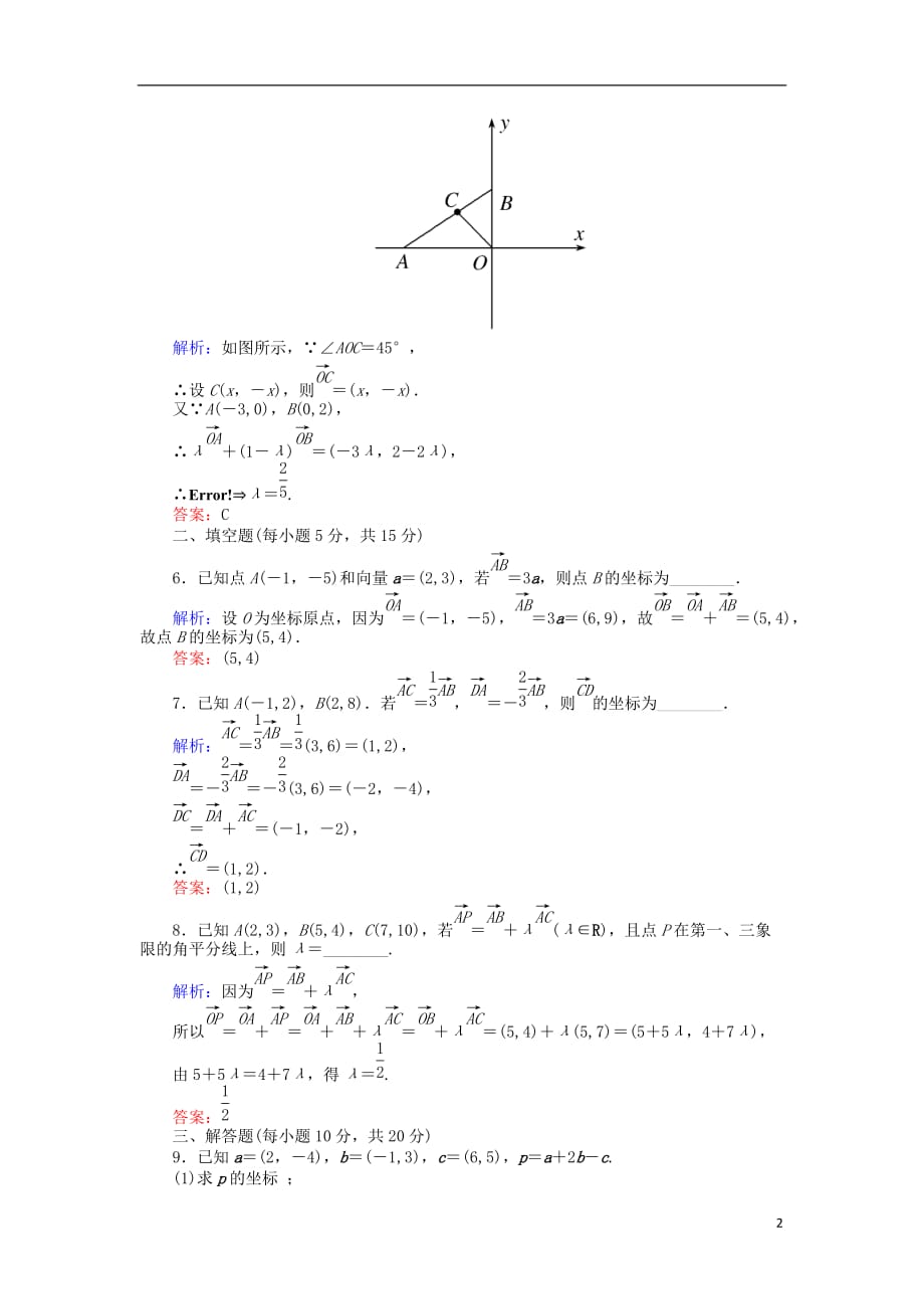 高中数学 课时作业19 平面向量的正交分解及坐标表示 新人教A版必修4_第2页