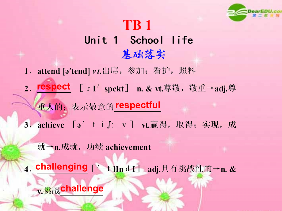 高考英语大一轮复习 TB1 Unit1 School life课件 牛津_第1页