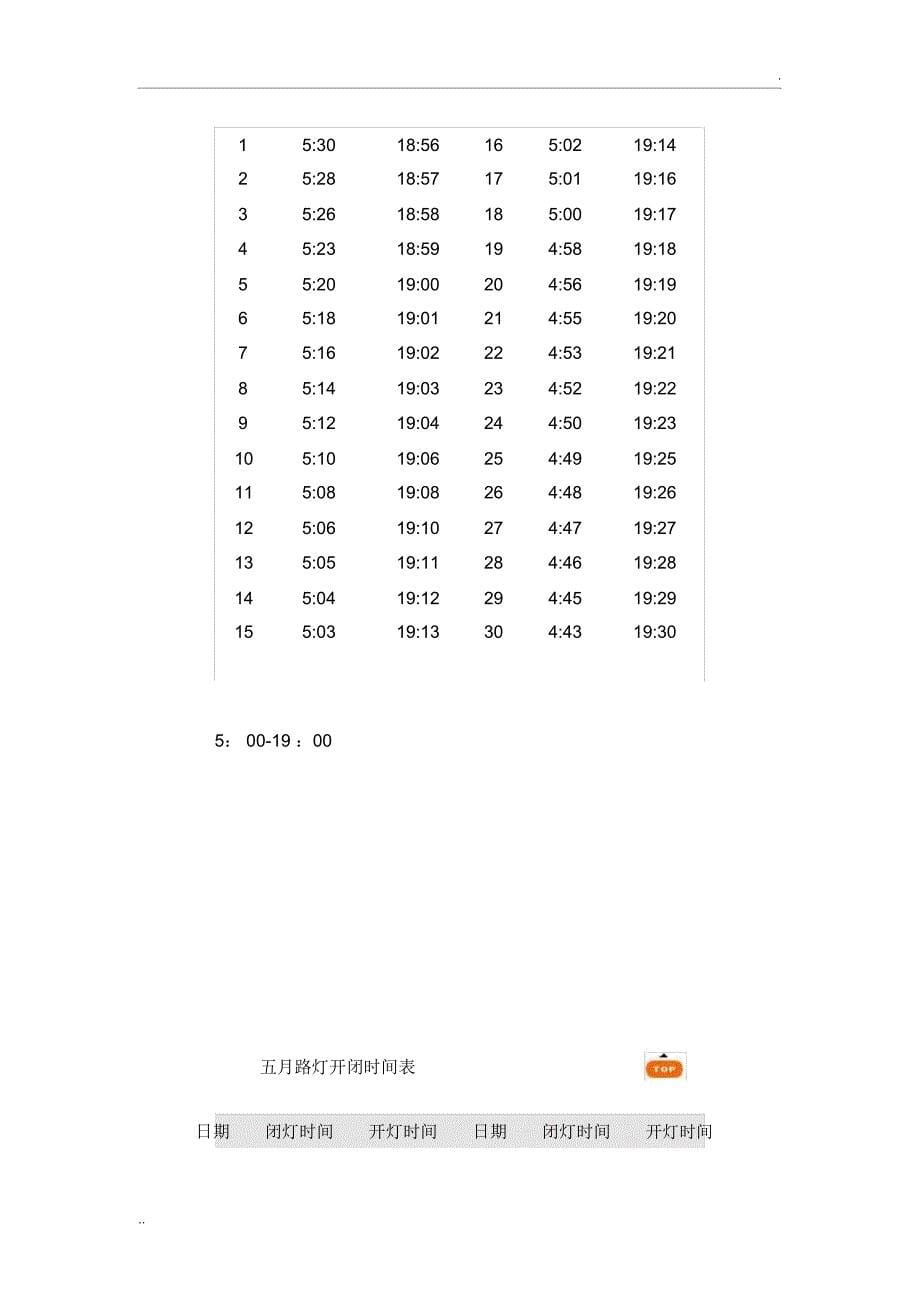 北京路灯开闭时间表_第5页