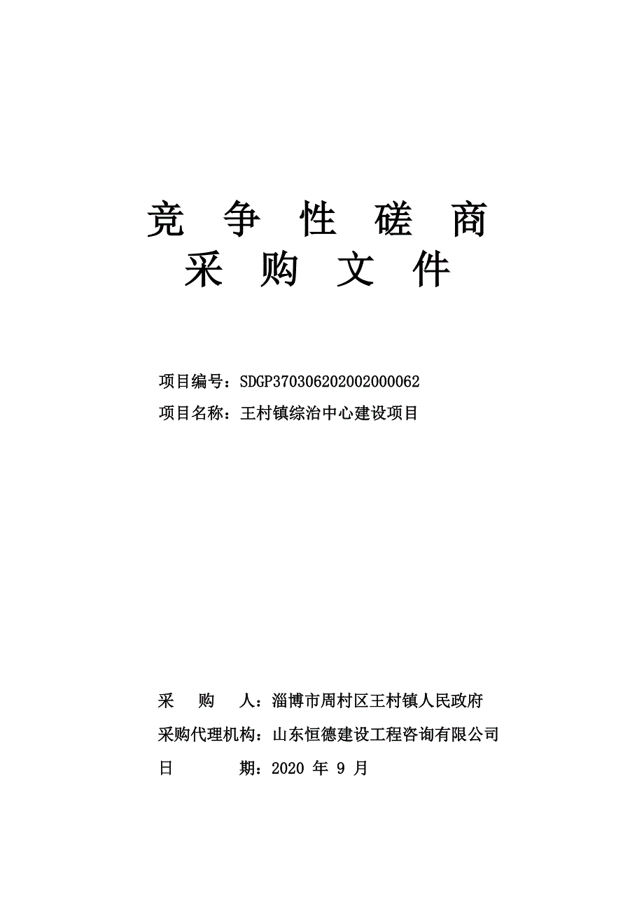 王村镇综治中心建设项目招标文件_第1页