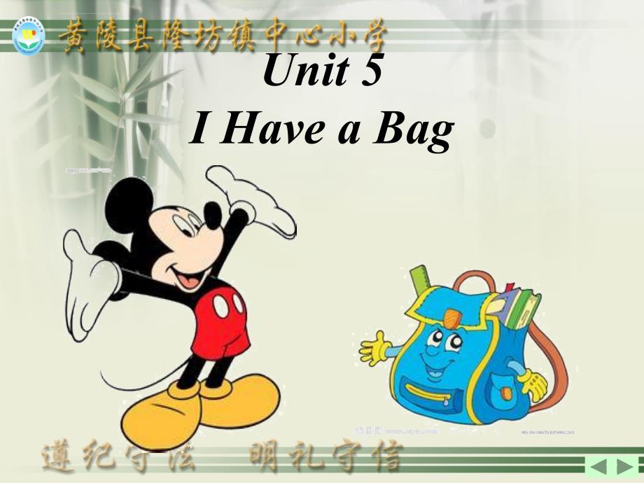 三年级英语上册Unit5《I have a bag》课件_第1页