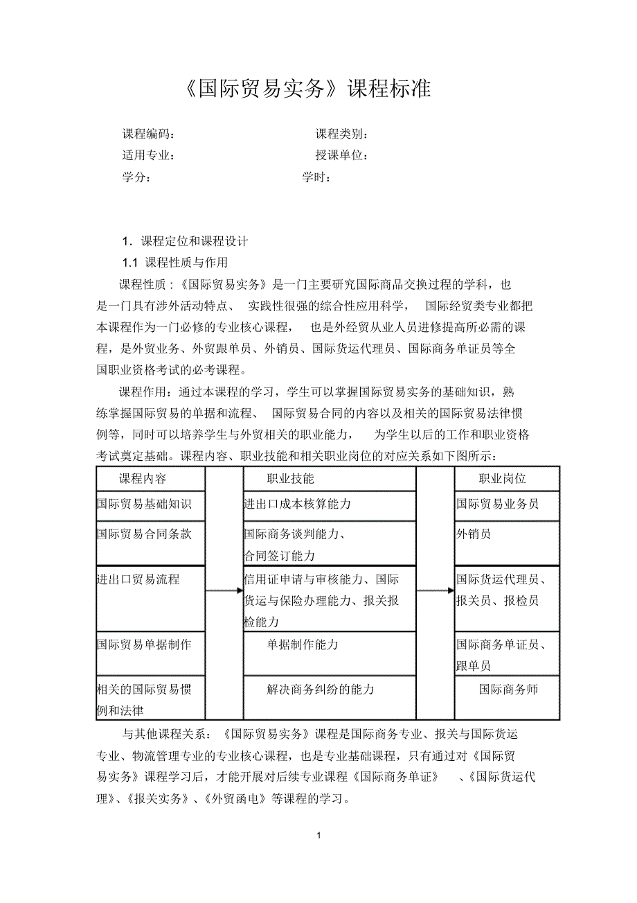 136编号《国际贸易实务》课程标准_第1页