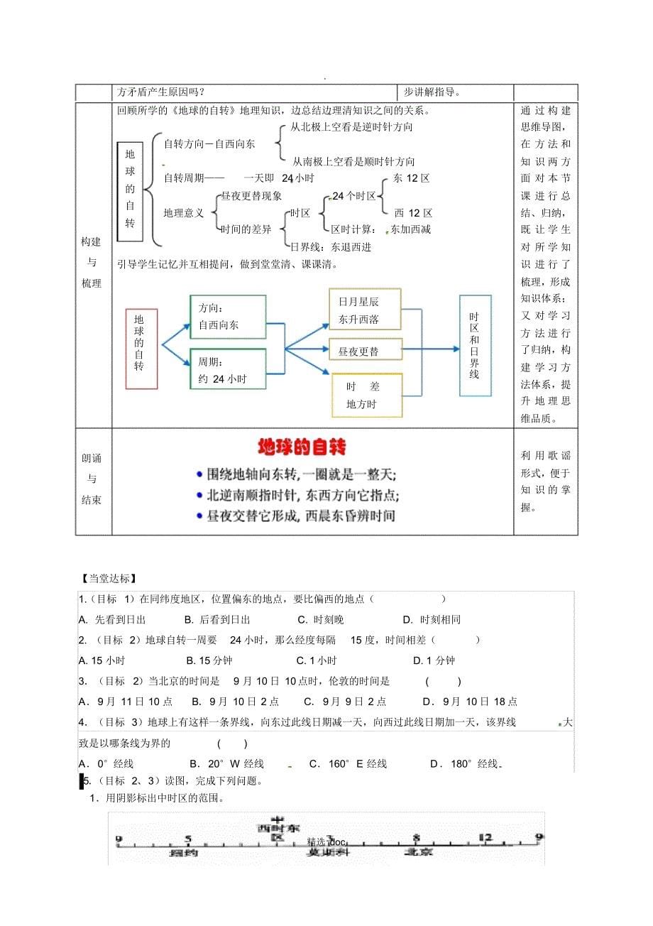 556编号【商务星球版】7年级地理上册教案：1.3地球的自转2_第5页