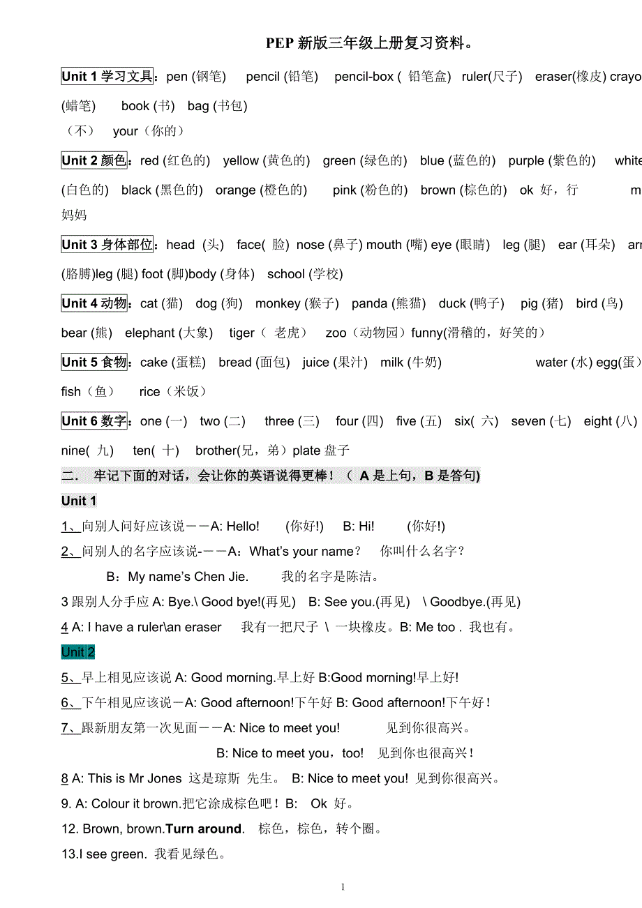 新版人教版小学英语各年级知识点总结._第1页