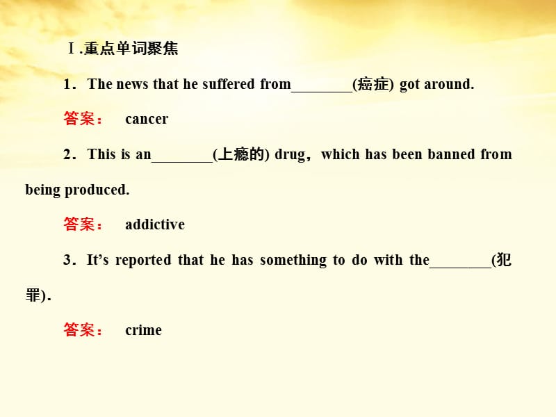 高考英语总复习 Module 2　No Drugs课件 外研必修2_第3页