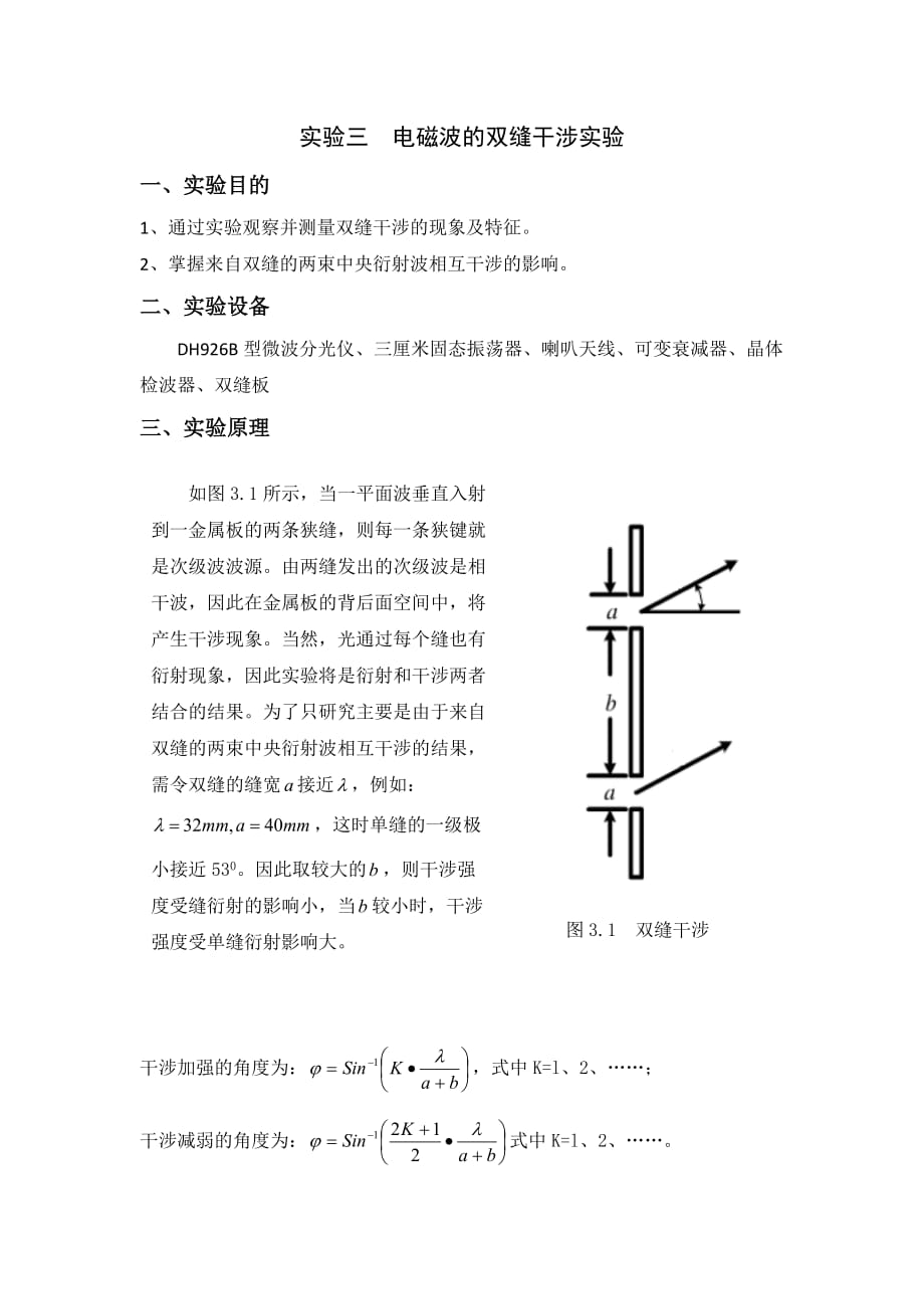 电磁场实验 实验三 电磁波的双缝干涉实验.docx_第2页