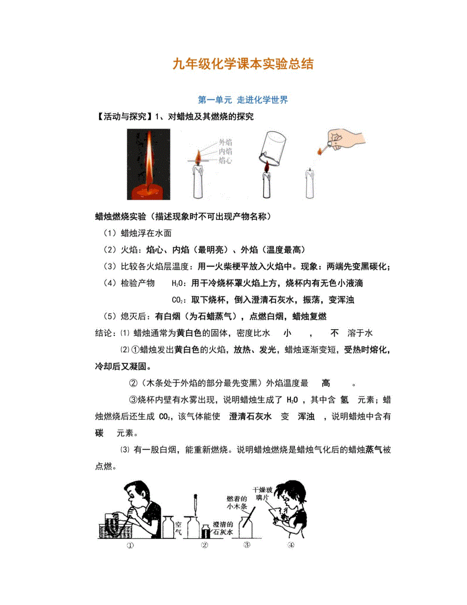 化学老师熬夜整理初中化学课本实验总结,考试重点全在这了!_第1页