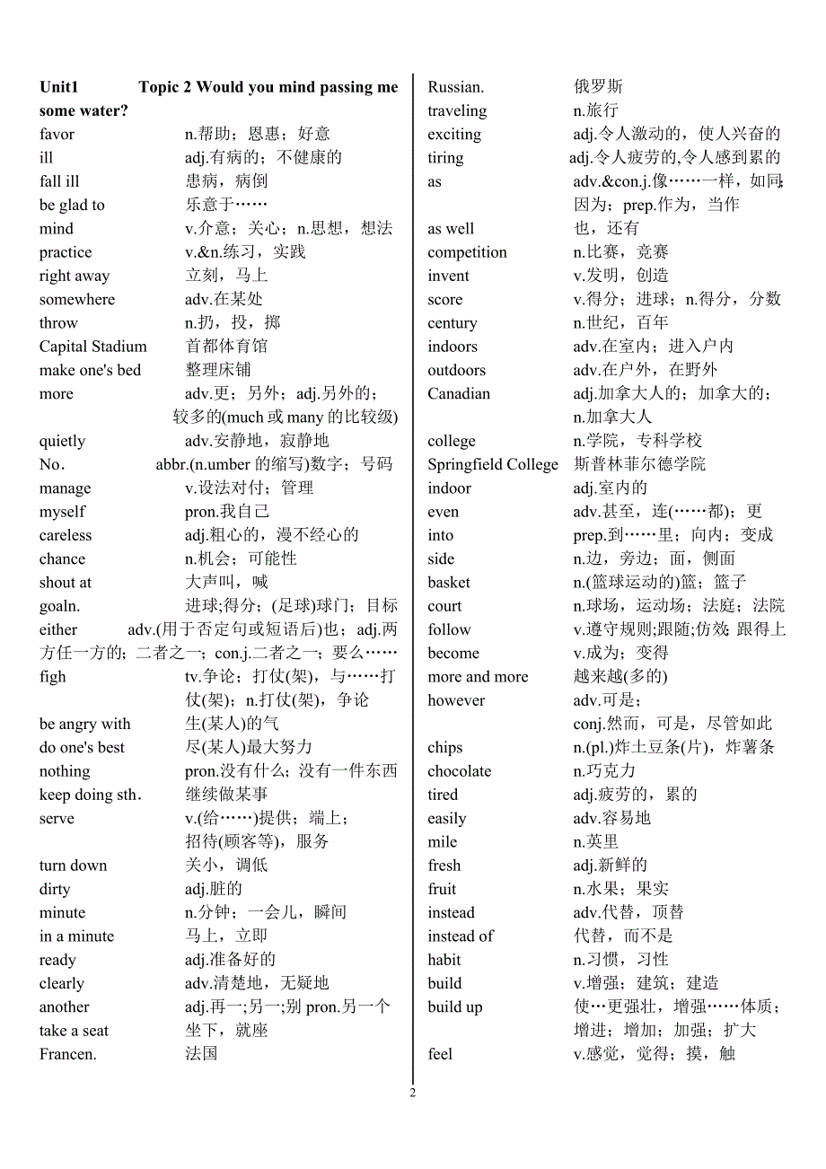 仁爱英语八年级上册单词表标准版(最新版-修订)_第2页