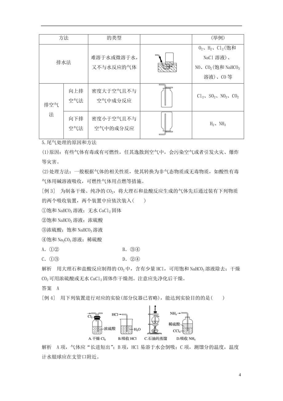 高考化学一轮复习 第4章 常见非金属及其化合物 专题讲座三 气体的实验室制备、净化和收集试题 鲁科版_第4页