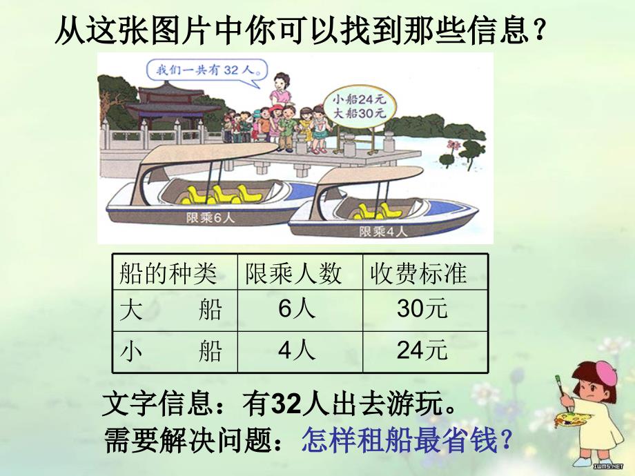 人教版四年级下册数学 租船问题ppt课件_第3页