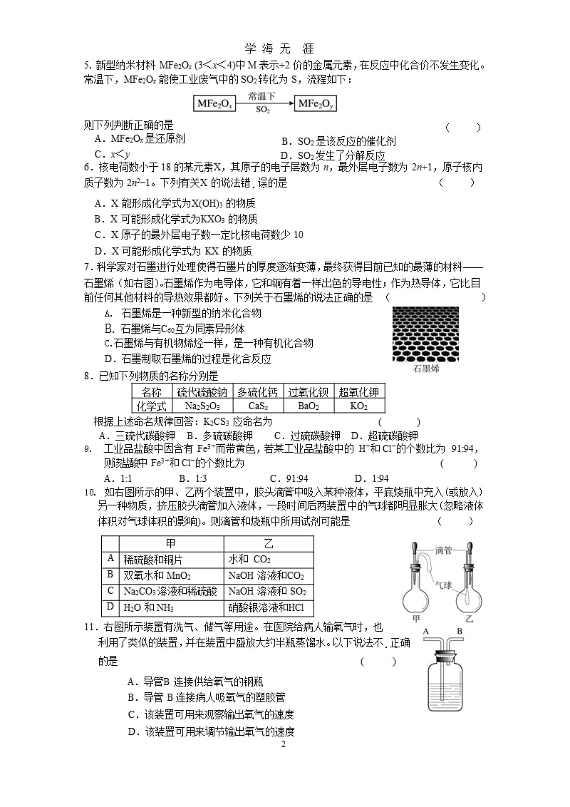 2011年全国初中奥林匹克化学竞赛试题.pptx_第2页