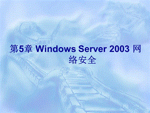 第5章WindowsServer2003网络安全精编版